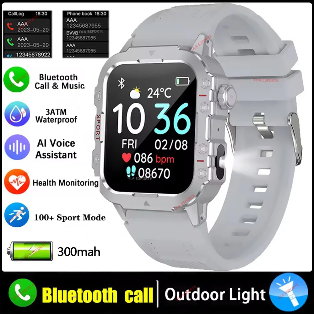 Smartwatch Militar com Lanterna LED, Bluetooth e muito mais!!! - Imagem 2