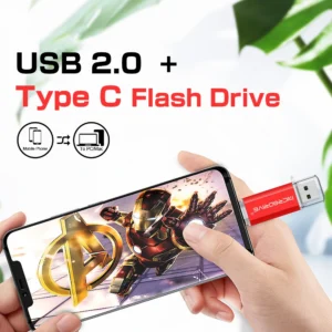 Pen drive para smartphones e PCs - USB 2.0 Tipo C - 128 GB, 64 GB, 32 GB, 16 GB